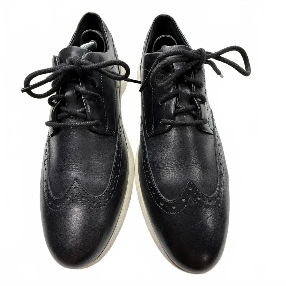 Men's Black Leather Cole Haan Grand Wingtip Oxford Dress‎ Shoes size 9